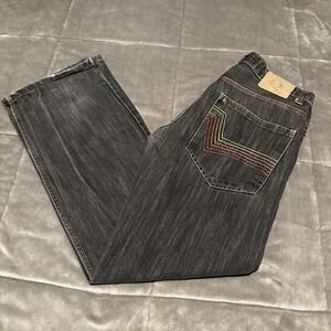Qruel Jeans 32x32 Men's Black Wash‎ Straight Fit Denim Rap Rainbow Y2K VTG